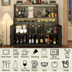 Wine Bar Cabinet with LED Light, Liquor Cabinet with Glass Holder, Coffee Bar for Liquor, Storage Buffet with Wine Racks, Wine Cabinet