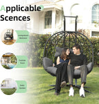 Double Egg Chair Hammock Swing Chair Foldable Hanging Loveseat UV Resistant Cushions