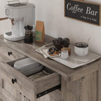 Farmhouse style console table coffee bar, entry table with storage rack, sofa table buffet sideboard