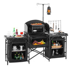 VEVOR Camping Kitchen Table, Quick set-up Folding Camping Table with A Carrying Bag, 3 Adjustable Heights, MDF Camping Table, Ideal for Outdoor Picnics, BBQs, Camping, RV Traveling