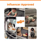 Pamo Babe Baby Playpen - Heavy-duty steel frame provides a safe sleeping space and portable crib
