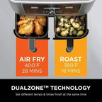 Ninja Foodi 6-in-1 FlexBasket Air Fryer with 7 QT MegaZone Basket Divider for Large Proteins