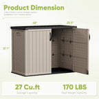 Devoko Outdoor Storage Cabinet 26 Cu Ft with Lockable Doors, Horizontal Storage Shed Waterproof Patio Tools Storage Box