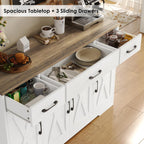 Sideboard with drawers, large 55-inch sideboard, sideboard storage with shelves and doors, modern farmhouse coffee bar wood kitchen dining table