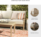 Coastal view outdoor terrace eucalyptus sofa