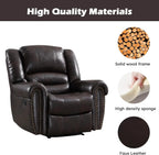 CANMOV Leather Recliner Chair, Classic and Traditional Manual Recliner Chair with Comfortable Arms and Back Single Sofa for Living Room, Nut Brown