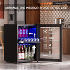 Beverage Refrigerator Cooler-120 Cans Freestanding Mini Fridge Cooler with Glass Door