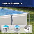Honeydrill 6.2ft x 4.2ft x 16.5in Rectangular Metal Frame Above Ground Swimming Pool for Family, Blue