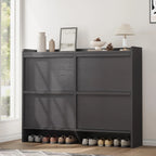 GarveeHome Shoe Cabinet with 3 Flip Top Drawers, Wooden Shoe Cabinet with Adjustable Shelves