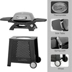 MASTER COOK Propane Gas Grill, Portable Tabletop Barbecue Grill with Cart for Patio, Camping, Travel