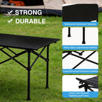 BN-LINK Folding Table Camping Table for Outdoor Barbecue Picnic Table Outdoor Table Garden Table,Lightweight with Carry Bag,47.2 L x 20.5 W x 22 H, Black