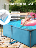 Naipo 15FT Rectangular Frame Swimming Pool Metal Outdoor Backyard Above Ground Pool Family Adults Splash
