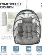 SWITTE Egg Chair Outdoor with Stand Indoor Wicker Hanging Egg Swing Chair with Cushion
