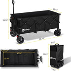 Sekey 48 Inch Long Foldable Extended Travel Cart, 440 Lbs Load Capacity, Heavy Duty 300 Liter Folding Multi-Purpose Garden Cart