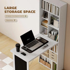 Folding convertible writing desk, wall mounted desk cabinet, multifunctional home office workstation