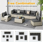 UDPATIO Outdoor Patio Furniture Set 7-Piece PE Wicker Sectional Sofa Outdoor Conversation Set