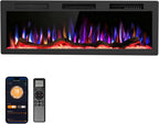 R.W.FLAME 60 Recessed and Wall Mounted Electric Fireplace, Low Noise