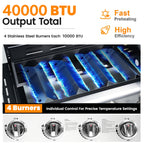 Segmart 3 Burner BBQ Propane Gas Grill, Stainless Steel 27,000 BTU Patio Garden Barbecue Grill with Side Tables, Hanging Basket & Thermometer, Perfect for Camping, Outdoor Cooking