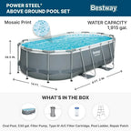 Power Steel 14' x 8'2 x 39.5 Oval Above Ground Pool Set Includes 530gal Filter Pump Ladder