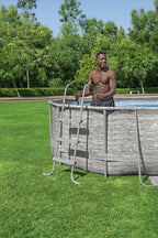 Power Steel 14' x 8'2 x 39.5 Oval Above Ground Pool Set Includes 530gal Filter Pump Ladder