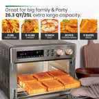 Infrared Heating Air Fryer Toaster Oven, Extra Large Countertop Convection Oven 10-in-1 Combo, 6-Slice Toast, Enamel Baking Pan Easy Clean with Recipe Book, Black Matte Stainless Steel