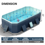 Liyufly Foldable Swimming Pool, Indoor Outdoor Above Ground Pools,Non-Inflatable Extra Large Family Pools for Kids and Adults (82x55x21)