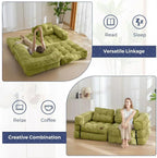 Folding Sofa Bed L-Shaped Convertible Sofa Bed with Armrests and Pillows