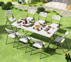 Leumius 6 Foot Folding Table,Fold-in-Half Plastic Table,Indoor Outdoor Picnic Party Dining Camp Tables,White