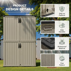 Greesum Outdoor Horizontal Storage Shed 27 Cu.ft Resin Large Storage Box for Garden Patio
