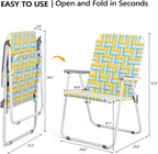 VINGLI Patio Lawn Webbed Folding Chairs Set of 2 Outdoor Beach Portable Lawn Chair