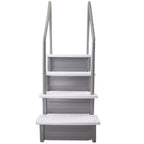 Aqua Select White Anti-Slip Pool Steps with White Steps and White Outside Flip-up Safety Ladder, 48-54H