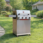 Monument Grills 4 Burner Propane Gas Grill ,Stainless Steel Outdoor Patio Barbecue Grill with Folding Shelves and Flip Rack, Mesa II 410BZ