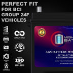 MM-H5 Start and Stop Car BCI Group Size 47 12V 60 AH, 100RC, 680 CCA Rechargeable AGM Car Battery