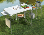 EVOKEDEN 42.5 Fish Cleaning Table w/ Sink, Folding Camping Table & Fish Cleaning Station w/ Measure Mark