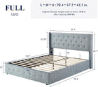 Allewie Queen Size Lift Up Storage Bed Modern Wingback Headboard Hydraulic Support