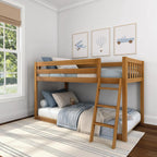Max & Lily Fundamental Twin Low Bunk Bed Kids Solid Wood Modern Bed Frame Strong Wooden Slats