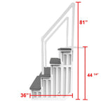 Aqua Select White Anti-Slip Pool Steps with White Steps and White Outside Flip-up Safety Ladder, 48-54H