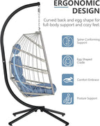 SWITTE Egg Chair Outdoor with Stand Indoor Wicker Hanging Egg Swing Chair with Cushion
