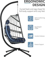 SWITTE Egg Chair Outdoor with Stand Indoor Wicker Hanging Egg Swing Chair with Cushion