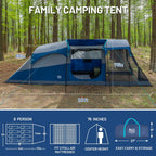 TIMBER RIDGE 8 Person Family Camping Tent Double Layer Waterproof Weather Resistant Tunnel Tent