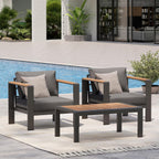 Aluminum Outdoor Patio Furniture Set with Coffee Table, 5 Piece Patio Conversation Sets, Outdoor Sectional Furniture for Porch, Balcony, Yard, Gray