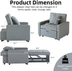 Sofa Bed Chair Convertible Sleeper Sofa with Pull-Out Bed