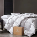 PACIFIC COAST Goose Feather Down Comforters Queen Size, 100% Cotton Extra Fluffy White Duvet Insert, Soft, Breathable, All Season Hotel Luxury Bedding Comforters, 8 Corner & Center Loops (90x90)