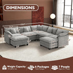 ihanherry 146-inch U-shaped modern sofa modular area cloud sofa