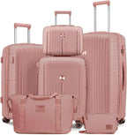 5-piece PP hardshell lightweight travel carry-on luggage set with dual spinner wheels