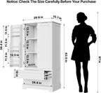 Gizoon Kitchen Pantry Cabinet with Drawers Freestanding Bathroom Storage Cabinet with Doors and Shelves, 47 Inch Small Pantry Cabinet