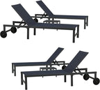 PURPLE LEAF Patio Tanning Lounge Chair Set with Face Down Hole Outdoor Aluminum Adjustable Reclining Chairs Wheels Pillows and Table for Poolside Beach Sunbathing Lounger, Beige
