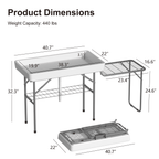 EVOKEDEN 42.5 Fish Cleaning Table w/ Sink, Folding Camping Table & Fish Cleaning Station w/ Measure Mark