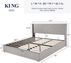 Allewie Queen Size Lift Up Storage Bed Modern Wingback Headboard Hydraulic Support