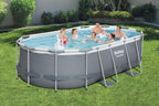 Power Steel 14' x 8'2 x 39.5 Oval Above Ground Pool Set | Includes 530gal Filter Pump, Ladder, ChemConnect Dispener
